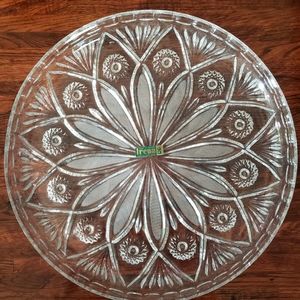 Vintage Irena Crystal Round Platter Made In Poland